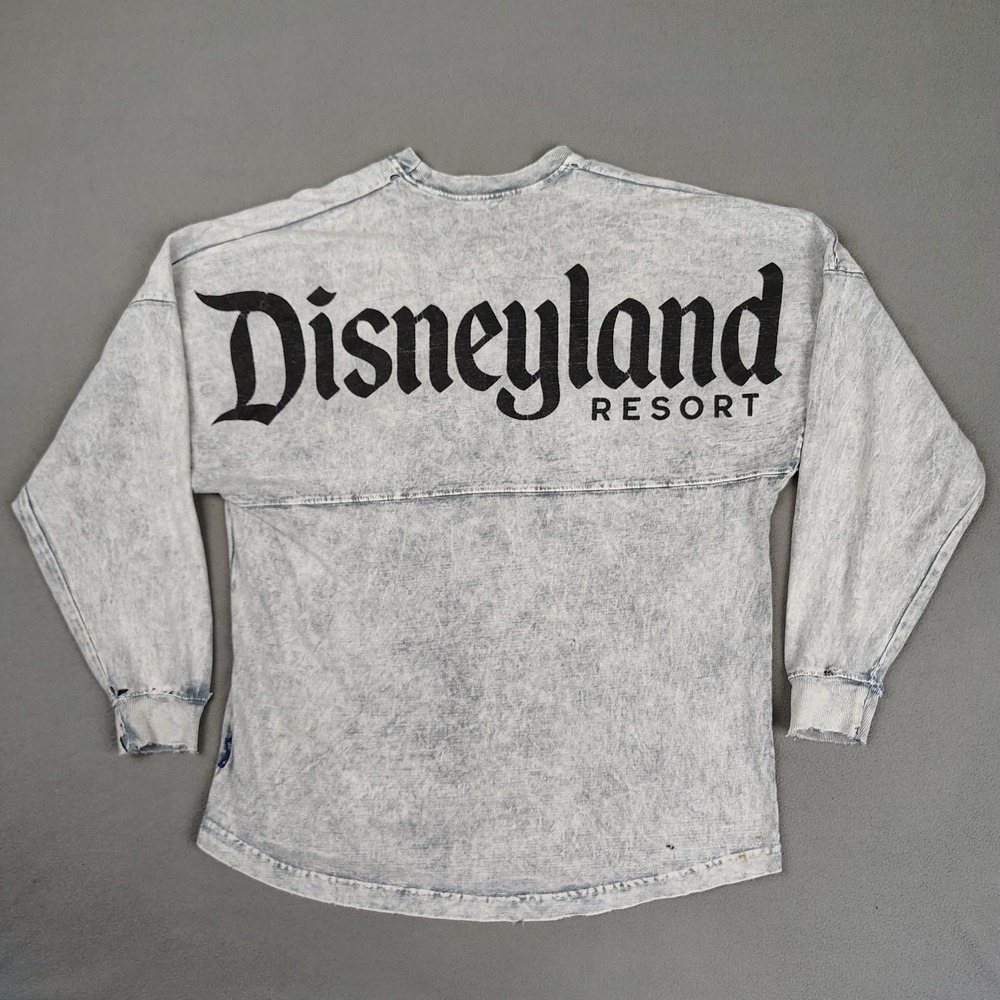 Disney Spirit Jersey Acid Wash Adult Medium Large Gray Long Sleeve Distressed